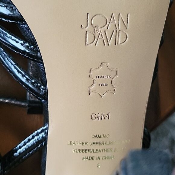 Joan David Patent Leather Strappy Peep Toe T Srap Stiletto Heel Sandal Retro 6.5 - Picture 12 of 13